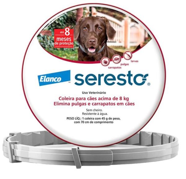 Coleira Antipulgas e Carrapatos Seresto Grande Elanco para Cães acima de 8kg - 70 cm
