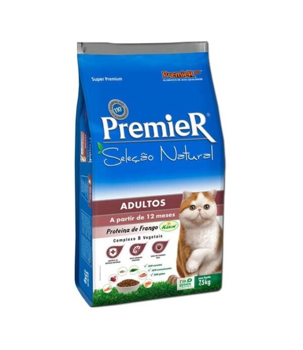 Ração Premier Seleção Natural para Gatos Adultos Sabor Frango 7,5 kg