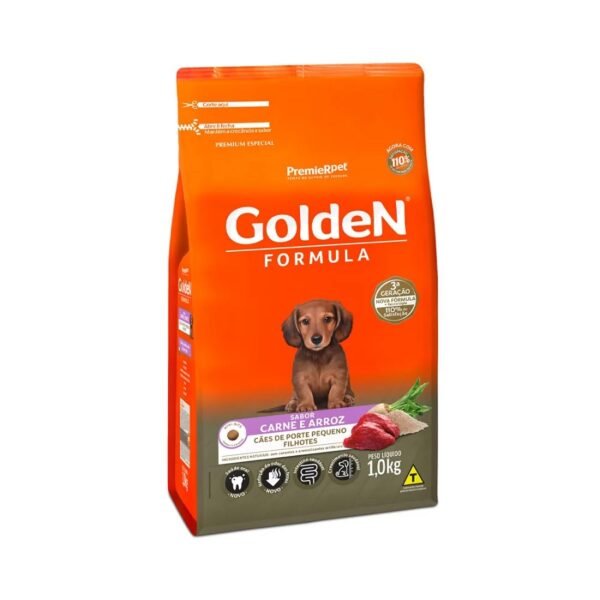 Ração Golden Fórmula Mini Bits para Cães Filhotes de Porte Pequeno Sabor Carne e Arroz 1 kg