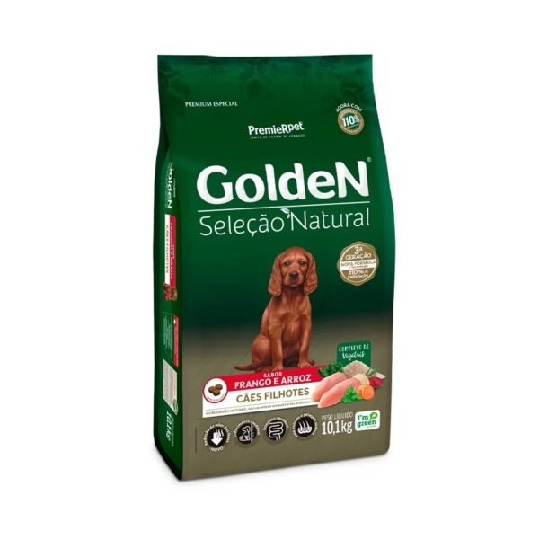 Ração Golden Seleção Natural para Cães Filhotes Sabor Frango e Arroz 10,1 kg