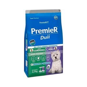 Ração Premier Duii Ambientes Internos para Cães Adultos de Raças Pequenas Sabor Cordeiro e Peru 2,5 kg