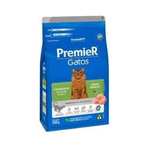 Ração Premier Ambientes Internos para Gatos Adultos Castrados 12+ Sabor Frango 500g