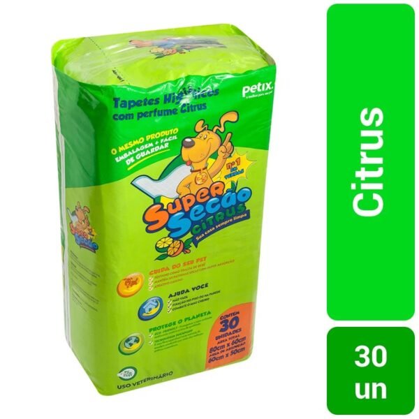 Super Secão Citrus Tapete Higiênico Petix para Cães 30 Unidades