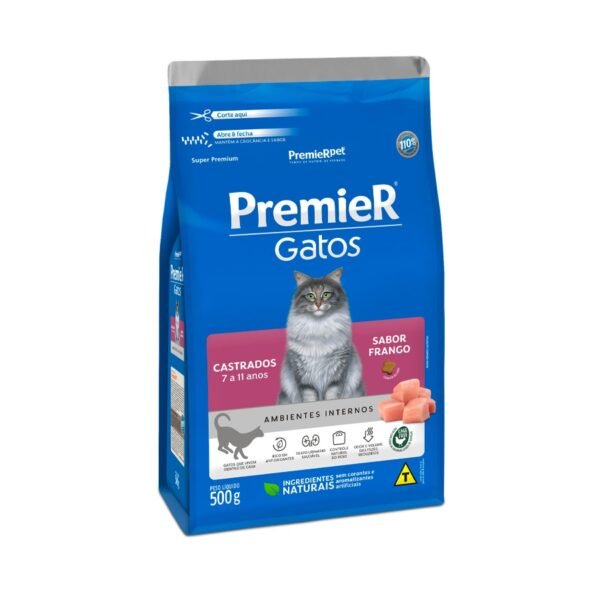 Ração Premier para Gatos Castrados de 6 meses a 6 anos Sabor Frango 500g