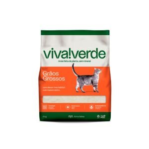 Areia Higiênica Viva Verde Grãos Grossos para Gatos 4 kg