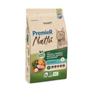 Ração Premier Nattu para Gatos Adultos Castrados Sabor Abóbora 7,5 Kg