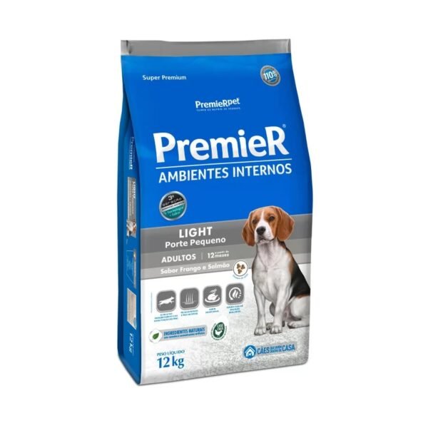 Ração Premier Ambientes Internos Light para Cães Adultos Sabor Frango e Salmão 12 kg
