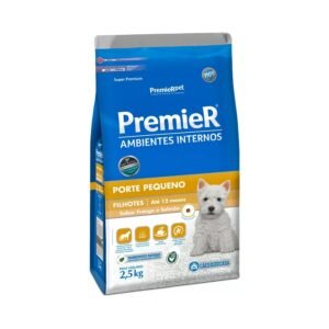 Ração Premier para Cães Filhotes de Raças Pequenas Ambientes Internos Sabor Frango e Salmão 2,5 kg