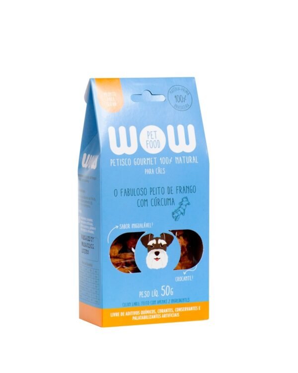 Petisco Natural WOW Gourmet para Cães sabor Peito de Frango e Cúrcuma 50g