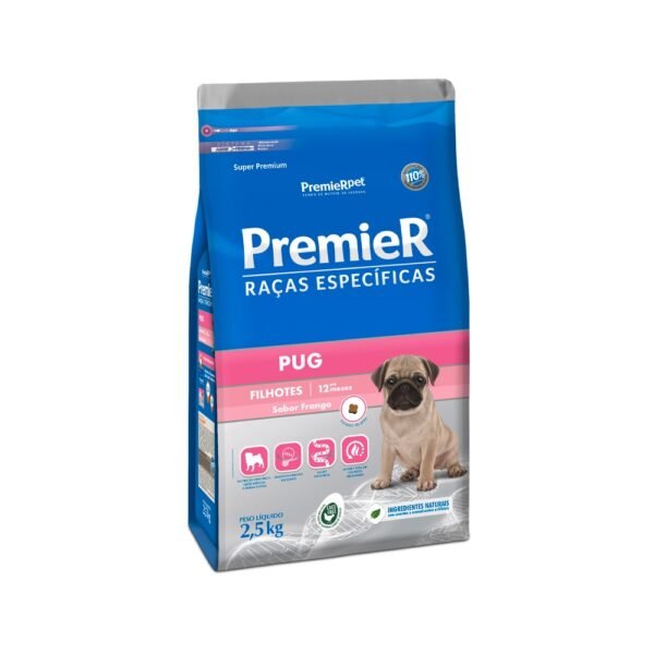 Ração Premier Raças Específicas Pug para Cães Filhotes Sabor Frango 2,5 kg