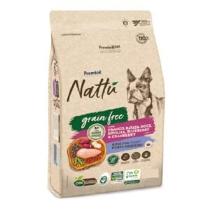 Ração Seca Premier Nattu Grain Free Frango, Batata Doce, Ervilha, Blueberry e Cranberry para Cães Adultos Porte Pequeno 2,5Kg