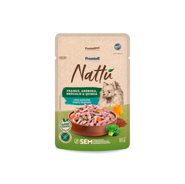 Ração Úmida Premier Nattu para Cães Adultos Sabor Frango, Abóbora, Brócolis e Quinoa 85 g