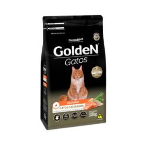 Ração Golden para Gatos Adultos Castrados Sabor Salmão 3 Kg
