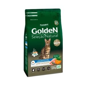 Ração Golden Seleção Natural para Gatos Adultos Castrados Sabor Frango com Abóbora e Alecrim 3 Kg