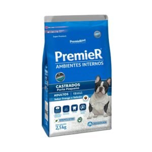 Ração Premier Ambientes Internos para Cães Adultos Castrados Sabor Frango e Salmão 2,5 Kg