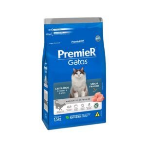 Ração Premier para Gatos Castrados de 6 meses a 6 anos Sabor Frango 1,5 Kg