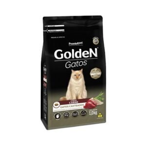 Ração Golden para Gatos Adultos Castrados Sabor Carne 1 Kg