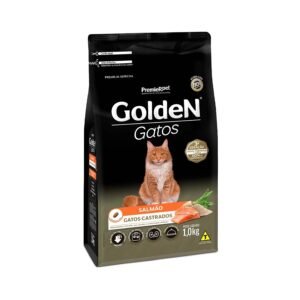 Ração Golden para Gatos Adultos Castrados Sabor Salmão 1 Kg