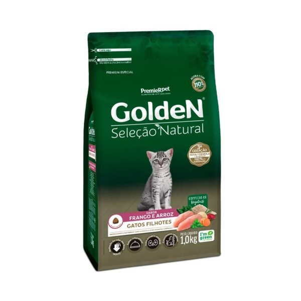 Ração Golden Seleção Natural para Gatos Filhotes Sabor Frango e Arroz 1 kg