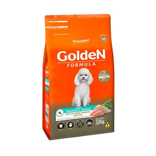 Ração Golden Fórmula Mini Bits para Cães Adultos de Porte Pequeno Sabor Frango e Arroz 3 Kg