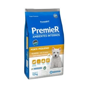 Ração Premier para Cães Filhotes de Raças Pequenas Ambientes Internos Sabor Frango e Salmão 12 kg